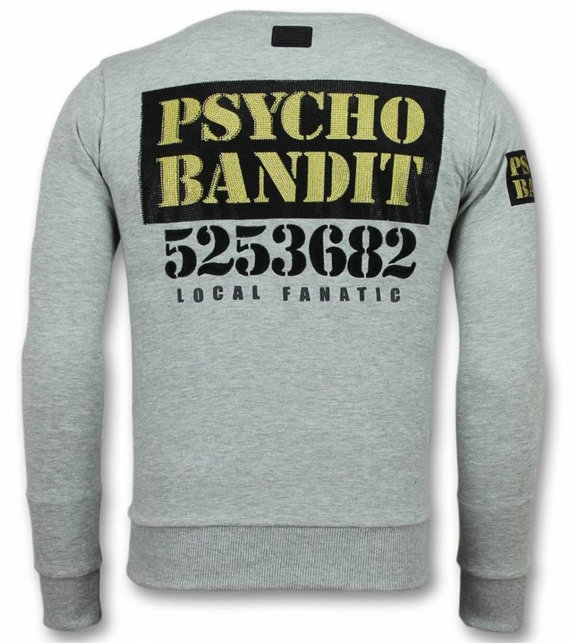 Local Fanatic Bad Dog Sweater Rhinestone Print - Grey