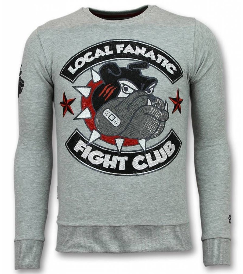 Local Fanatic Fight Club Bulldog Sweater Men - Grey