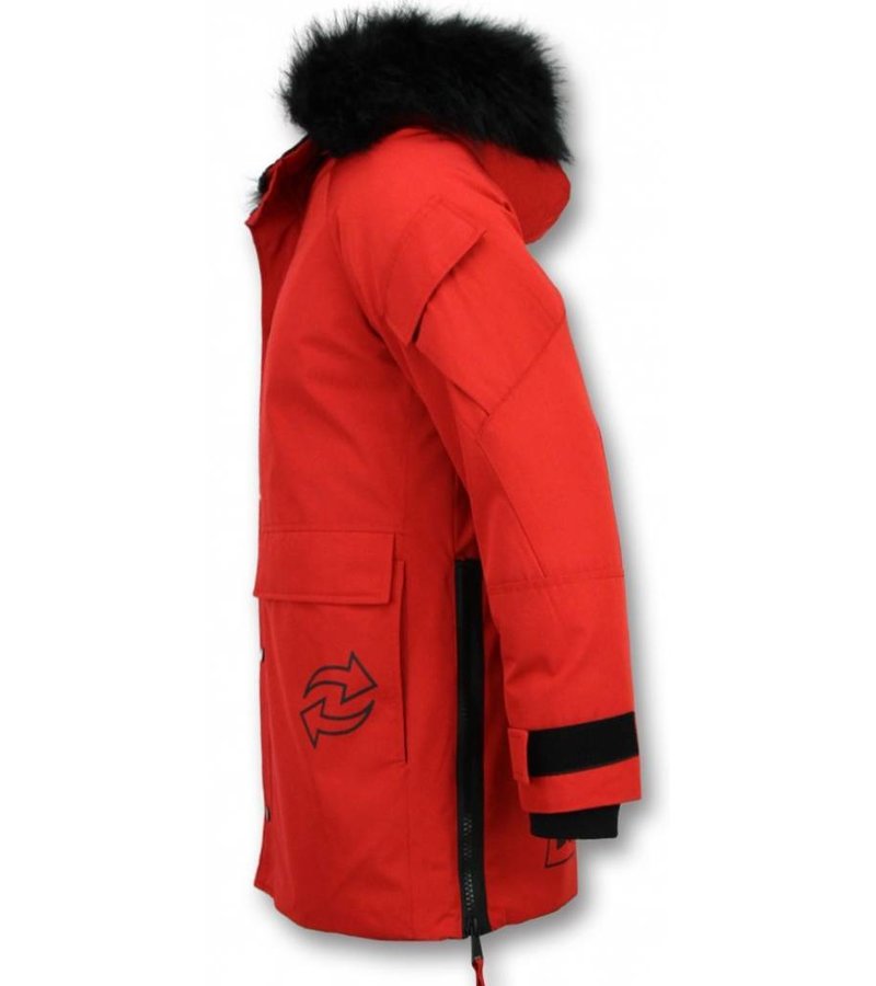 Enos Winter Jacket Fur Collar Men - Red