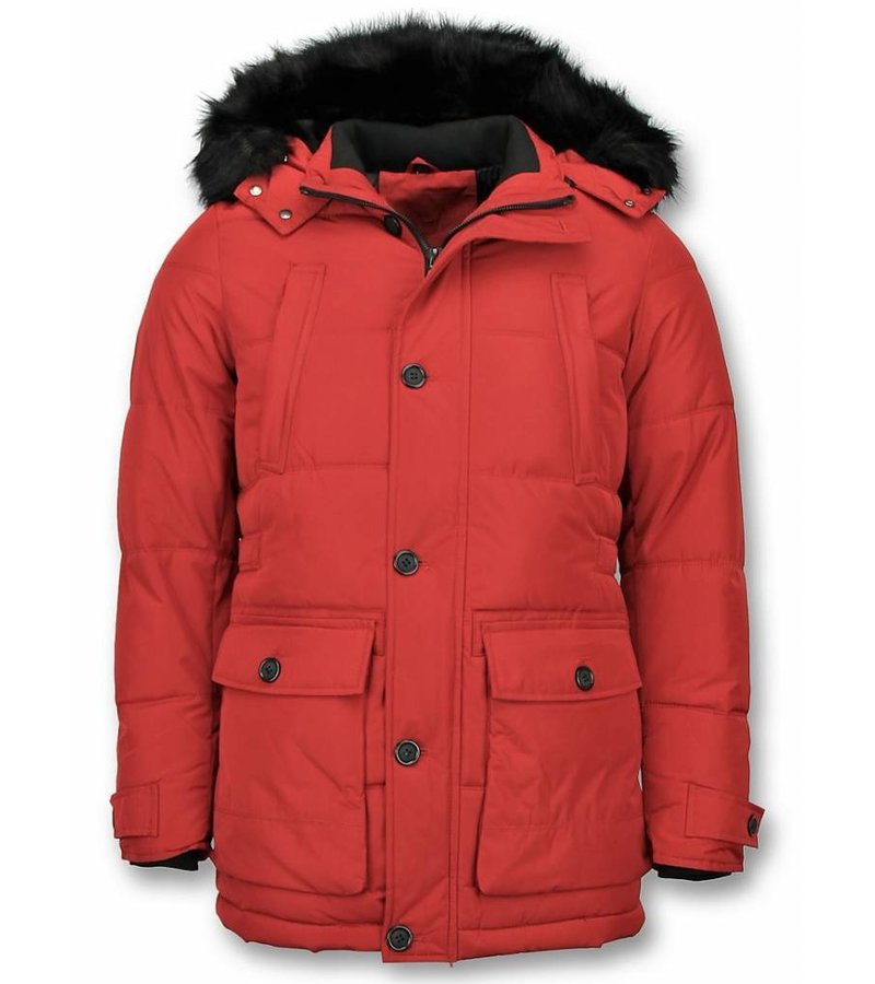 Enos Winter Jacket Men - Warm Winter Coat 4Pocet - Red