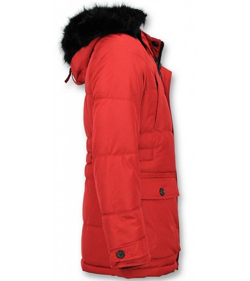 Enos Winter Jacket Men - Warm Winter Coat 4Pocet - Red