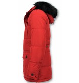 Enos Winter Jacket Men - Warm Winter Coat 4Pocet - Red