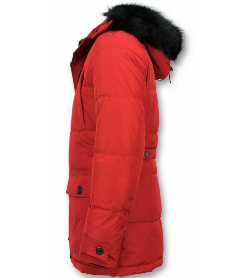 Enos Winter Jacket Men - Warm Winter Coat 4Pocet - Red