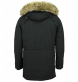 Enos Men Long Winter Coat Parka - Black