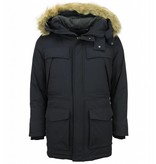 Enos Men Long Winter Coat Parka - Blue