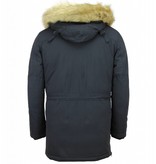 Enos Men Long Winter Coat Parka - Blue