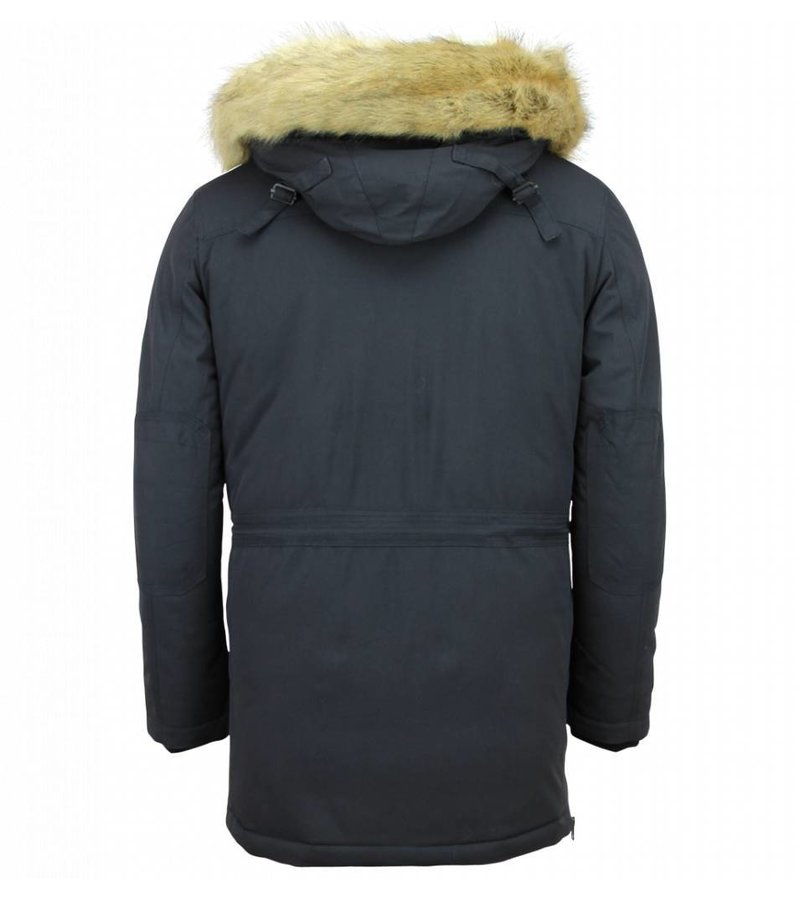 Enos Men Long Winter Coat Parka - Blue