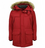 Enos Men Long Winter Coat Parka - Red