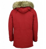 Enos Men Long Winter Coat Parka - Red