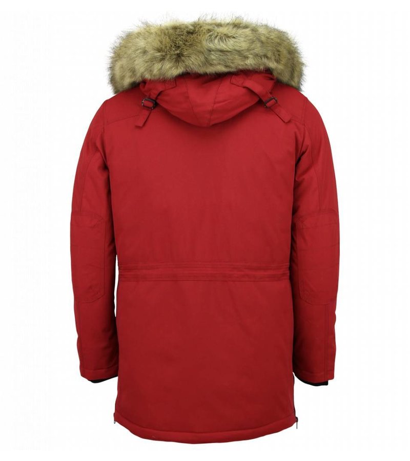 Enos Men Long Winter Coat Parka - Red