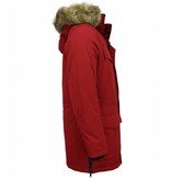 Enos Men Long Winter Coat Parka - Red