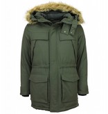 Enos Men Long Winter Coat Parka - Green