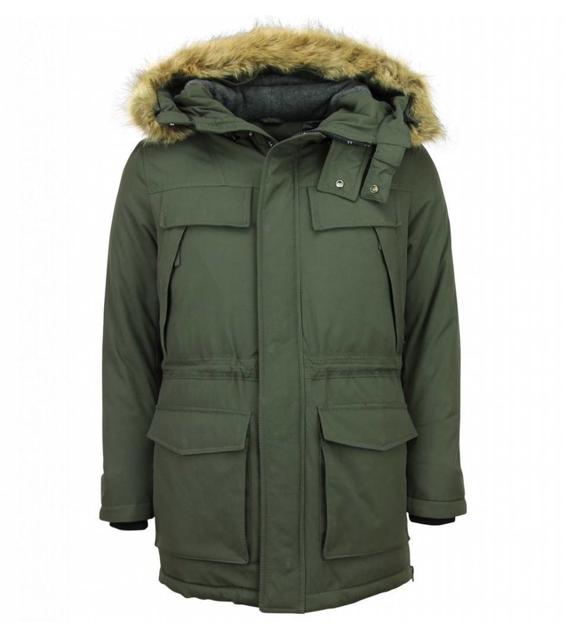 Enos Men Long Winter Coat Parka - Green