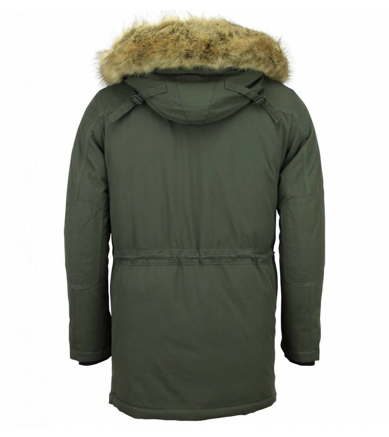 Enos Men Long Winter Coat Parka - Green