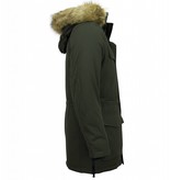 Enos Men Long Winter Coat Parka - Green