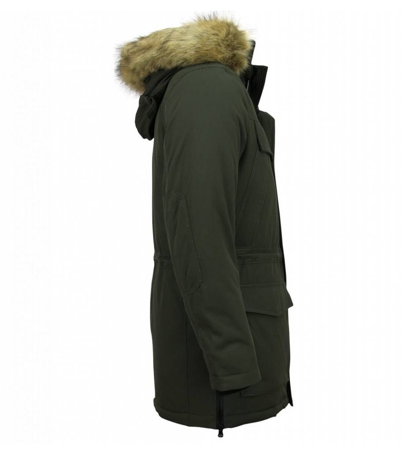 Enos Men Long Winter Coat Parka - Green