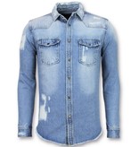 Enos Men Denim Collar Shirts - J-988B - Blue