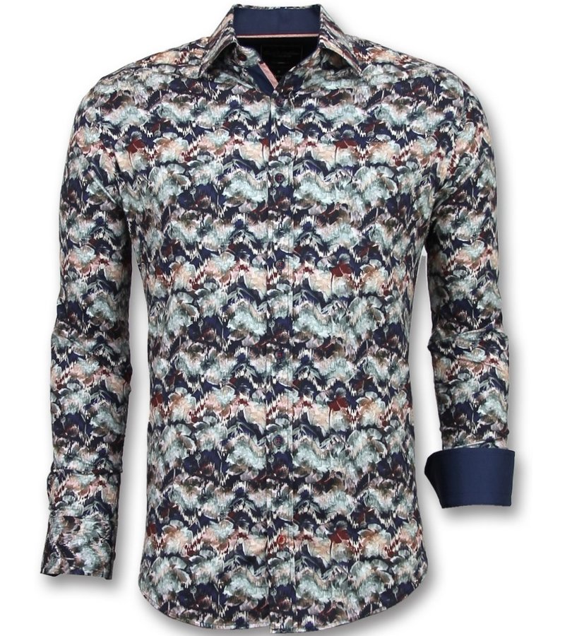 Gentile Bellini Luxury Italian Printed Shirts - 3008 - Blue