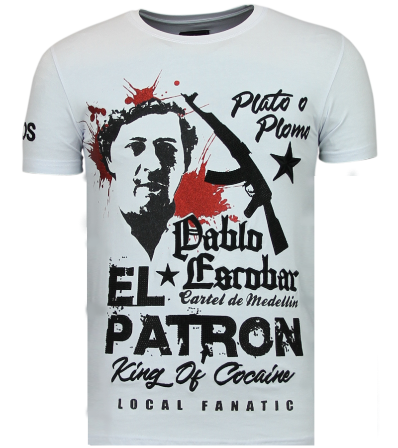 Local Fanatic El Patron Pablo - Rhinestone T-shirt - White