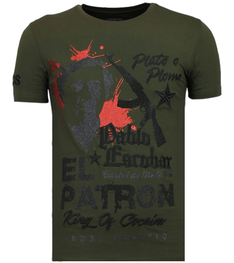 Local Fanatic El Patron Pablo - Rhinestone T-shirt - Khaki
