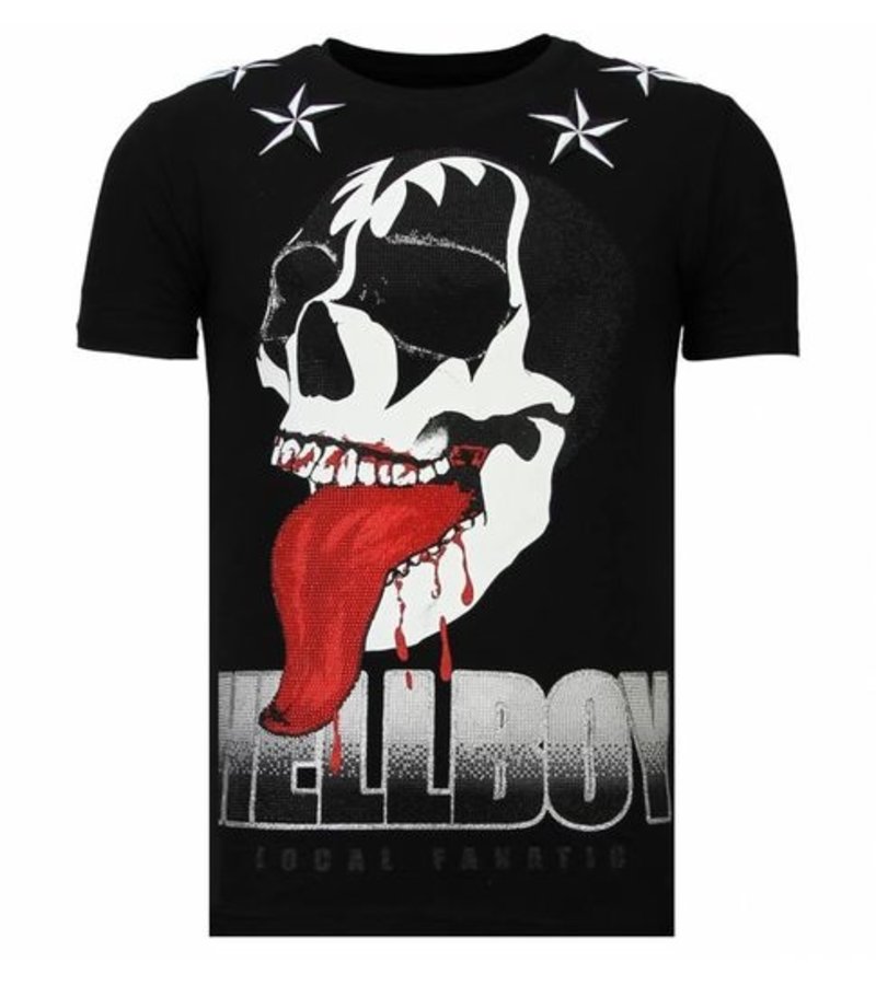 Local Fanatic Hellboy - Rhinestone T-shirt - Black