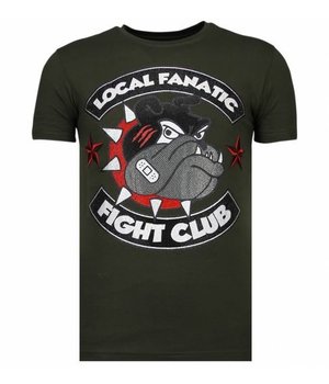 Local Fanatic Fight Club Spike - Rhinestone T-shirt - Khaki