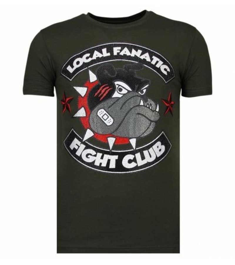 Local Fanatic Fight Club Spike - Rhinestone T-shirt - Khaki