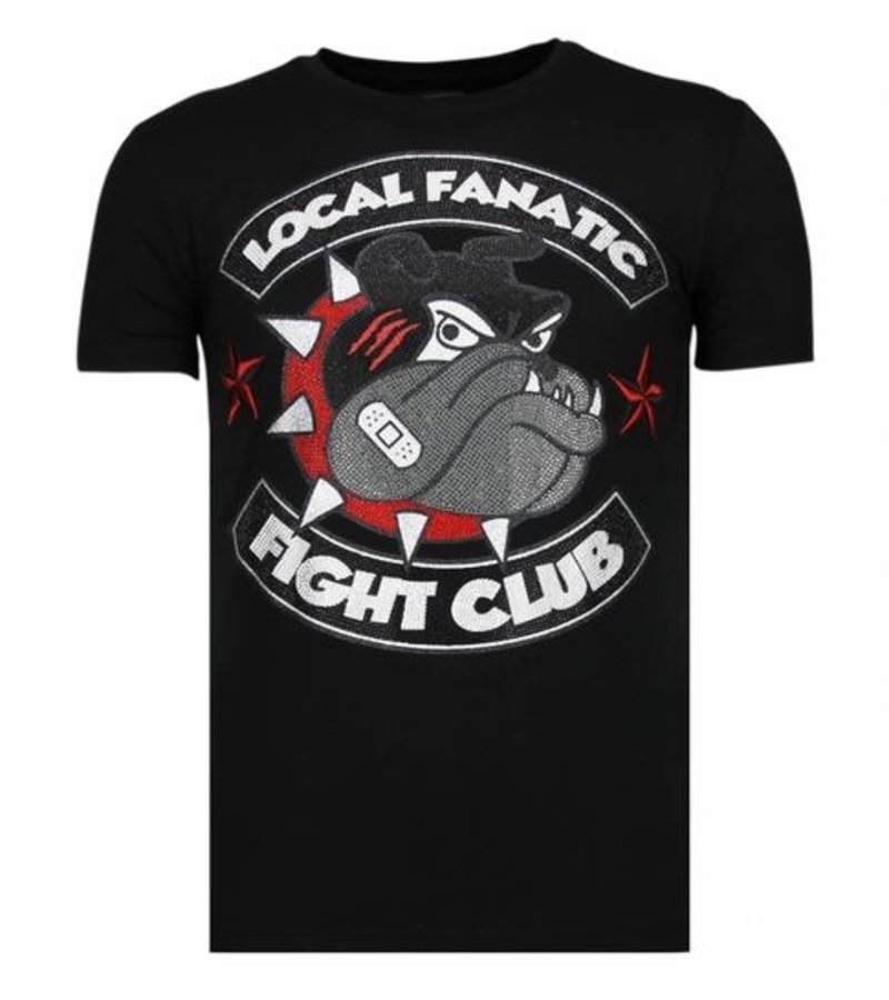 Local Fanatic Fight Club Spike - Rhinestone T-shirt - Black