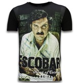 Local Fanatic Escobar King Of Cocaine - Digital Rhinestone T-shirt - Black