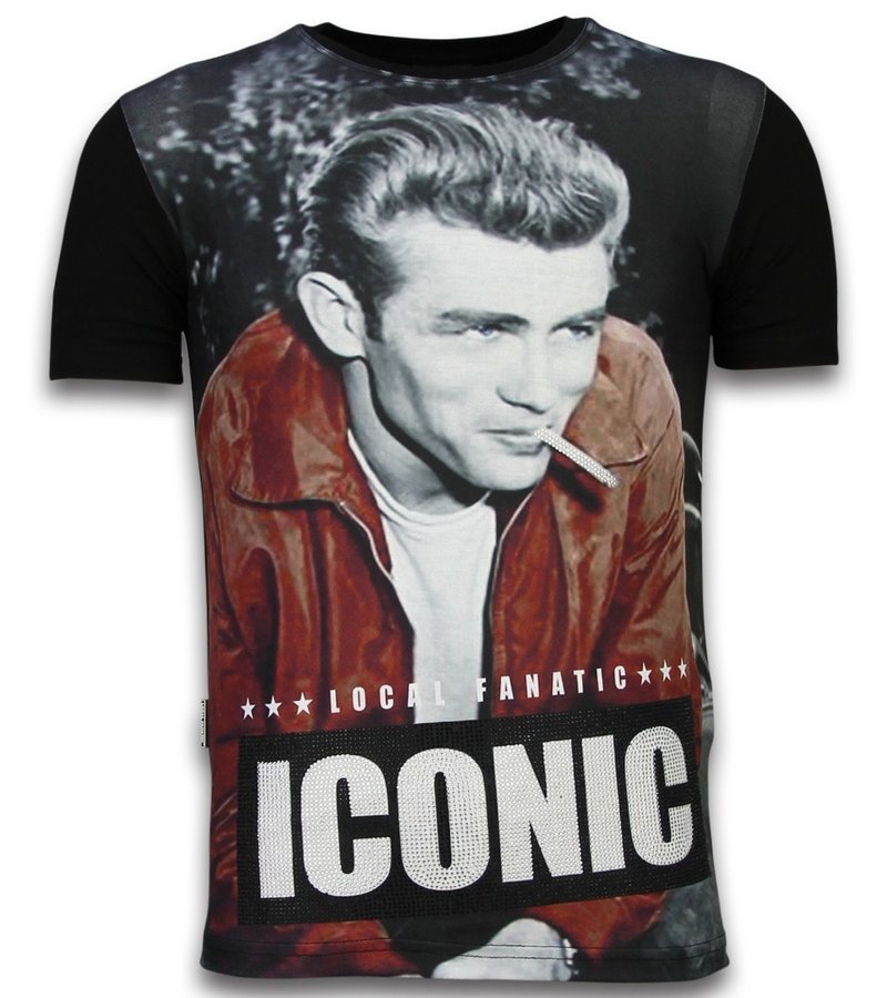 Local Fanatic James Dean Iconic - Digital Rhinestone T-shirt - Black