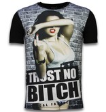 Local Fanatic Trust No Bitch - Digital Rhinestone T-shirt - Black