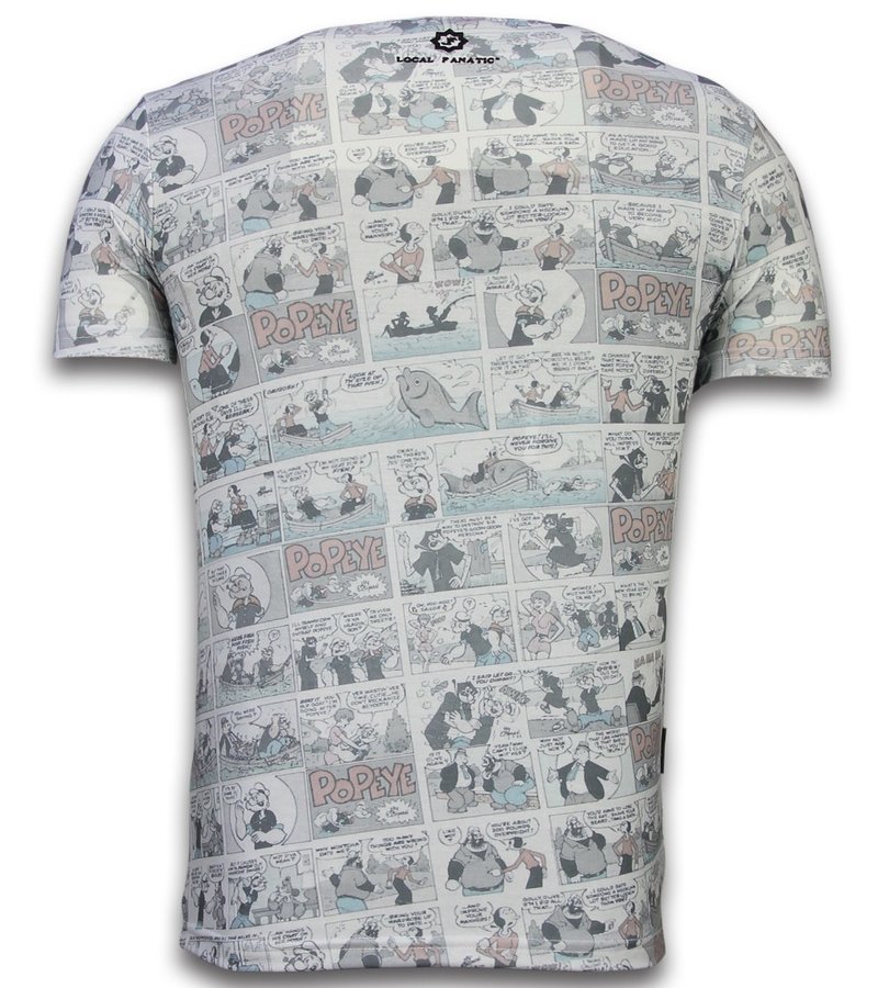 Local Fanatic Popeye Savage - Digital Rhinestone T-shirt - White