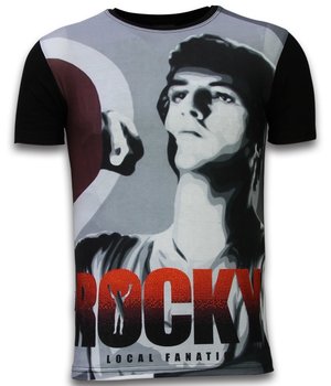 Local Fanatic Rocky Training - Digital Rhinestone T-shirt - Black