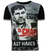 Local Fanatic El Chapo Last Narco - Digital Rhinestone T-shirt - Black
