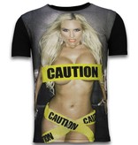 Local Fanatic Caution - Digital Rhinestone T-shirt - Black