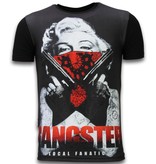 Local Fanatic Gangster Marilyn - Digital Rhinestone T-shirt - Black