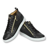 Cash Money Men High Sneaker Croc Black Gold - CMS98 - Black