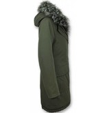 Macleria Women Imitation Fur Coat  - Ladies Long Parka - Green