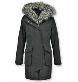 Macleria Imitation Fur Coat Women - Ladies Long Parka - Black