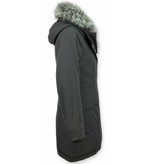 Macleria Imitation Fur Coat Women - Ladies Long Parka - Black