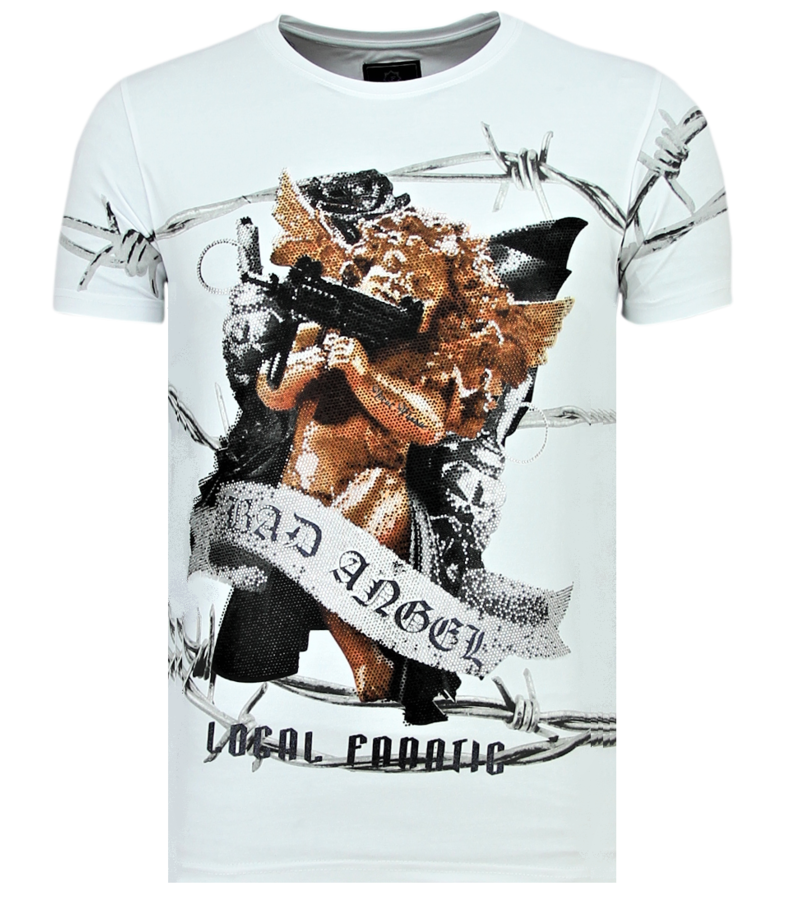 Local Fanatic Bad Angel  Funny T Shirt Men - White