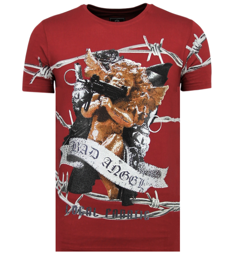 Local Fanatic Bad Angel  Funny T Shirt Men - Bordeaux