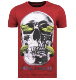Local Fanatic Skull Snake Printed T Shirt Men - Bordeaux