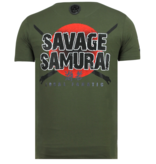 Local Fanatic Savage Samurai Printed T Shirt - Green
