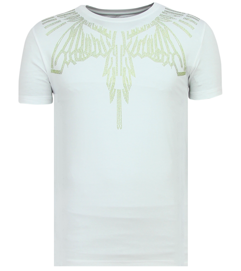 Local Fanatic Eagle Glitter Print Men T Shirt - White