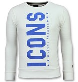 Local Fanatic Embroidery Men Sweatshirt ICON - White