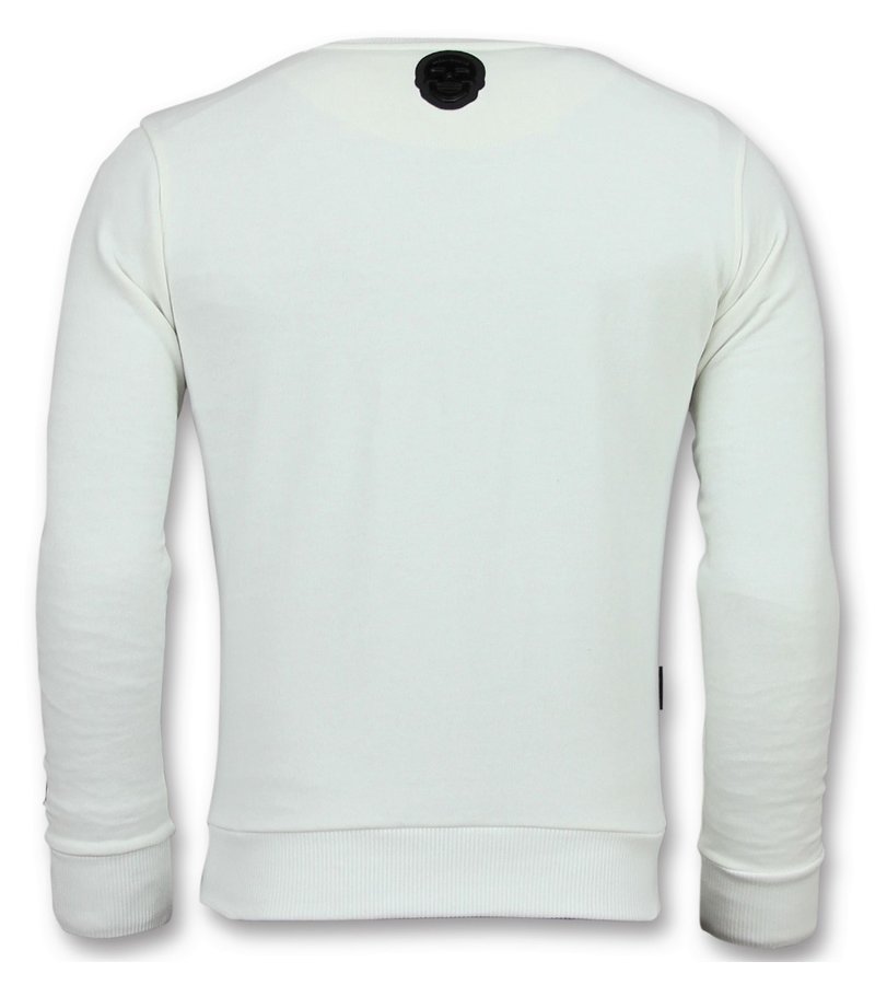 Local Fanatic Embroidery Men Sweatshirt ICON - White