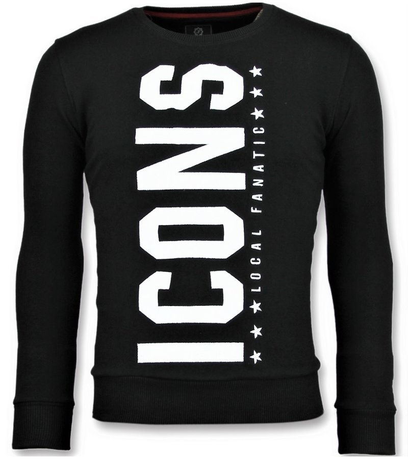 Local Fanatic Embroidery Men Sweatshirt ICON - Black