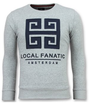 Local Fanatic Greek Border Men Sweater - Grey