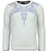 Local Fanatic Eagle Stone Printed Men Sweater - White